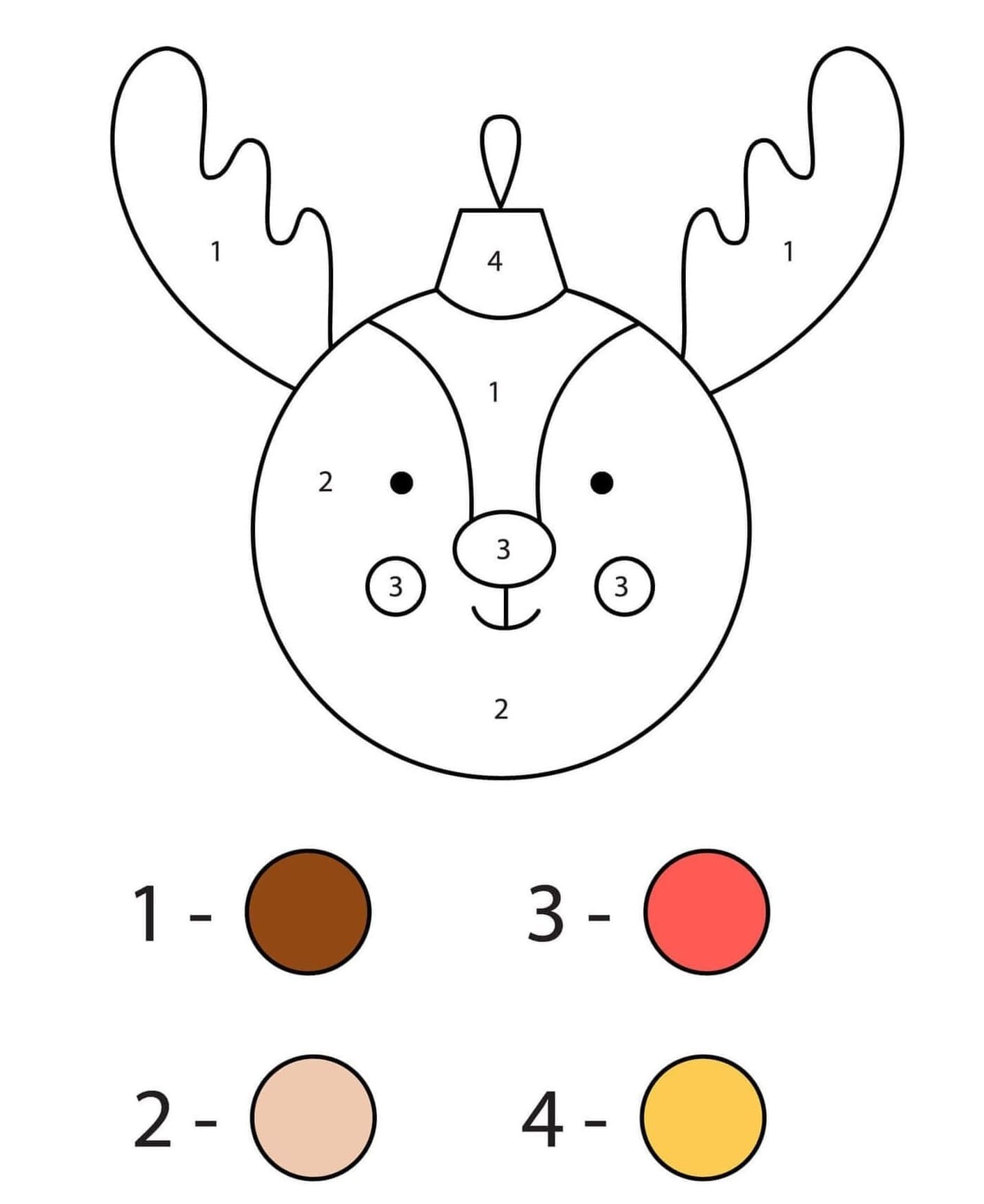 Renne Simple Coloriage Magique