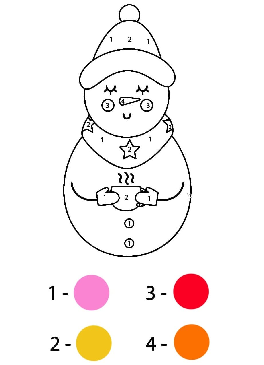 Simple bonhomme de neige Coloriage magique