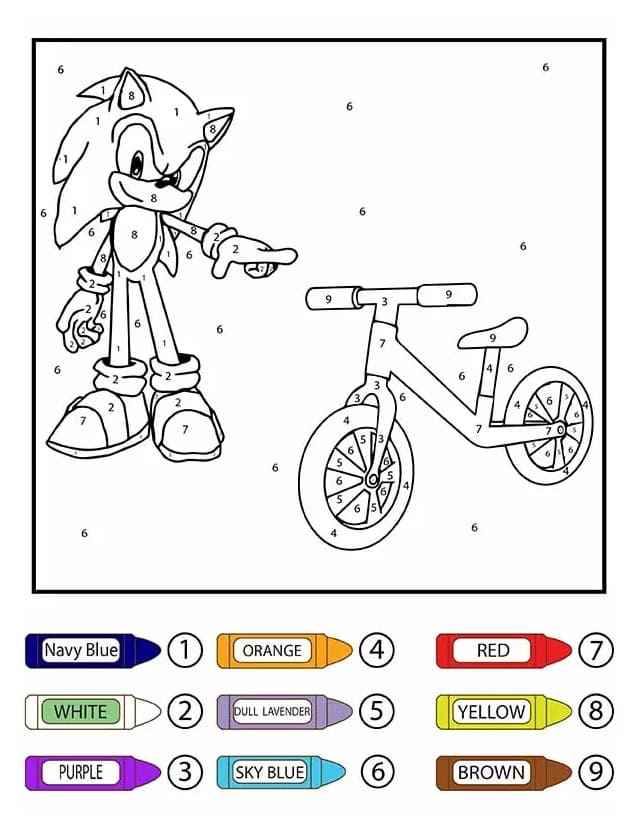 Sonic et le vélo Coloriage Magique
