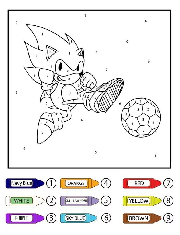 Sonic jouant au football Coloriage Magique