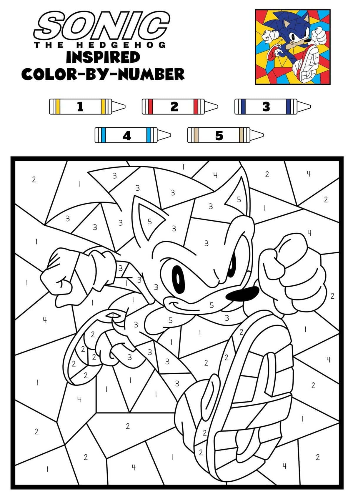 Sonic le hérisson Coloriage Magique