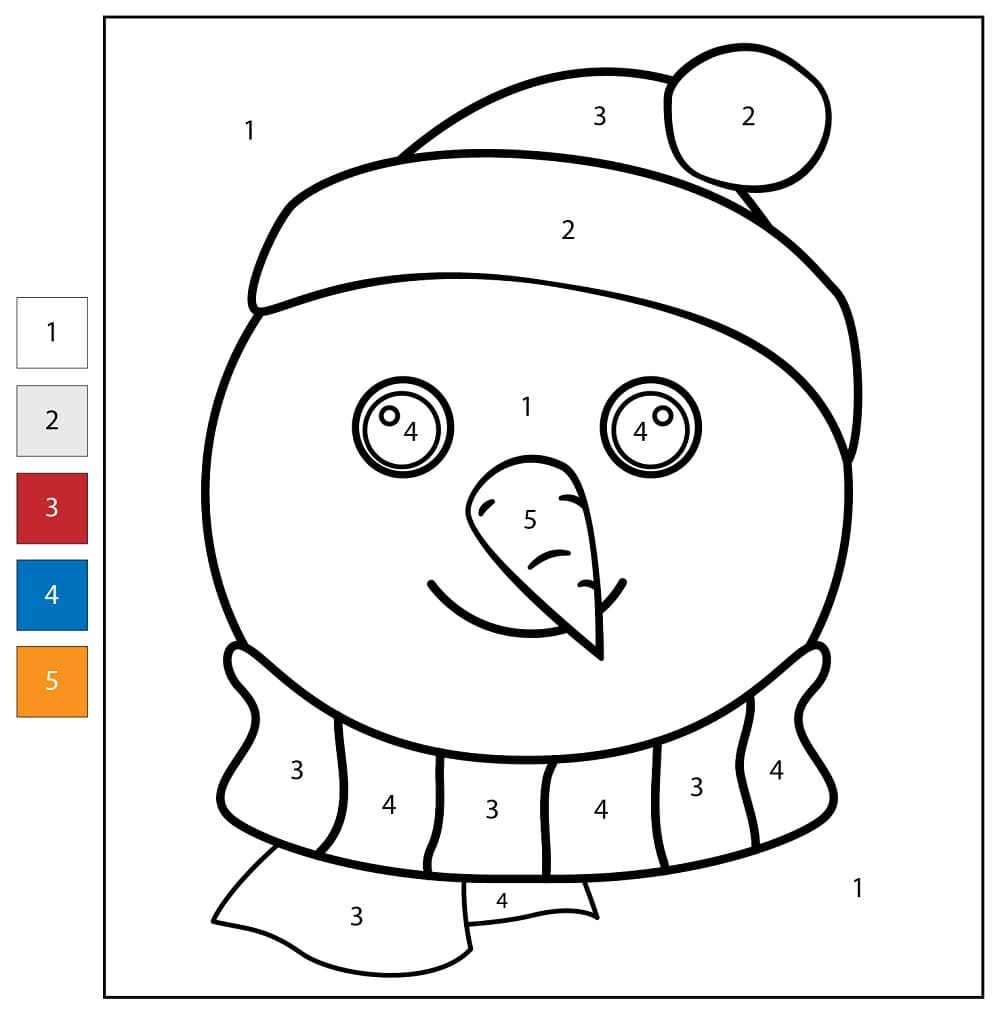 Visage de bonhomme de neige Coloriage magique