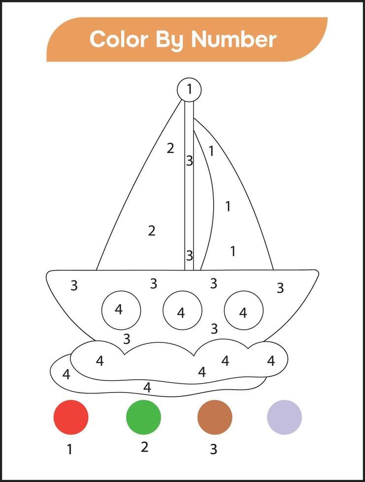 Facile bateau pour les enfants Coloriage magique