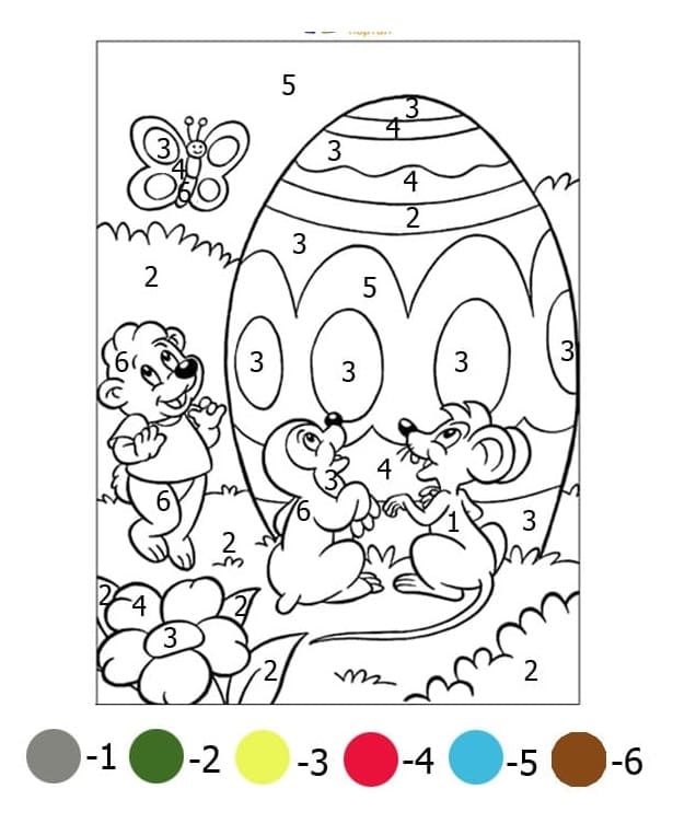 Animaux et Œuf de Pâques Coloriage magique