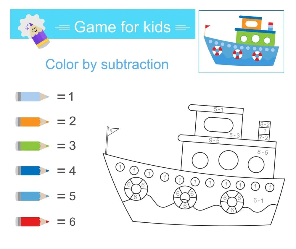 Bateau Colorier par soustraction