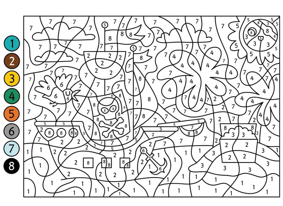 Bateau pirate Coloriage magique