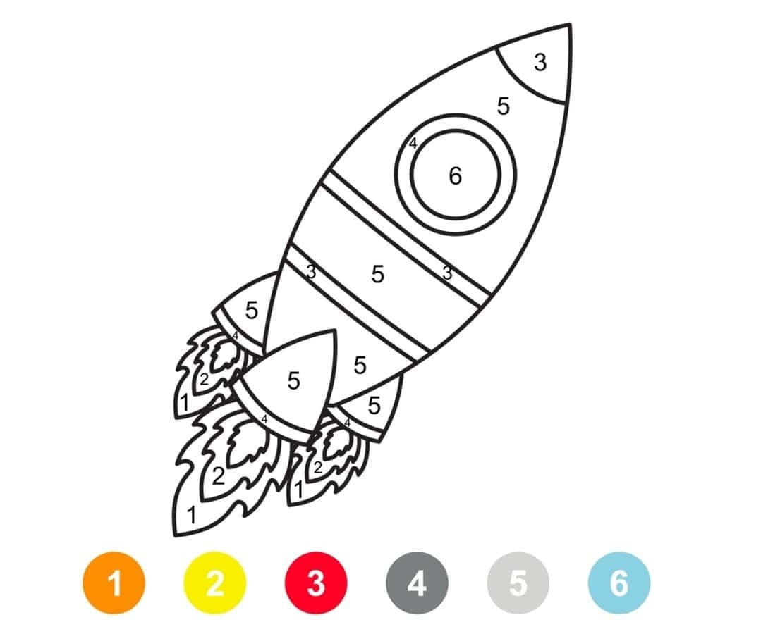 Belle fusée Coloriage magique