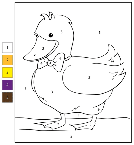 Canard avec un nœud papillon Coloriage magique