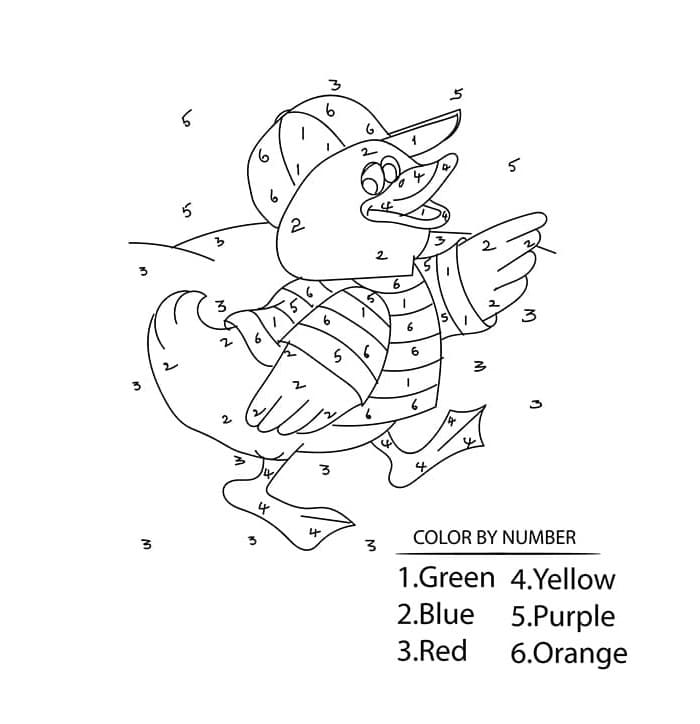 Canard de dessin animé Coloriage Magique
