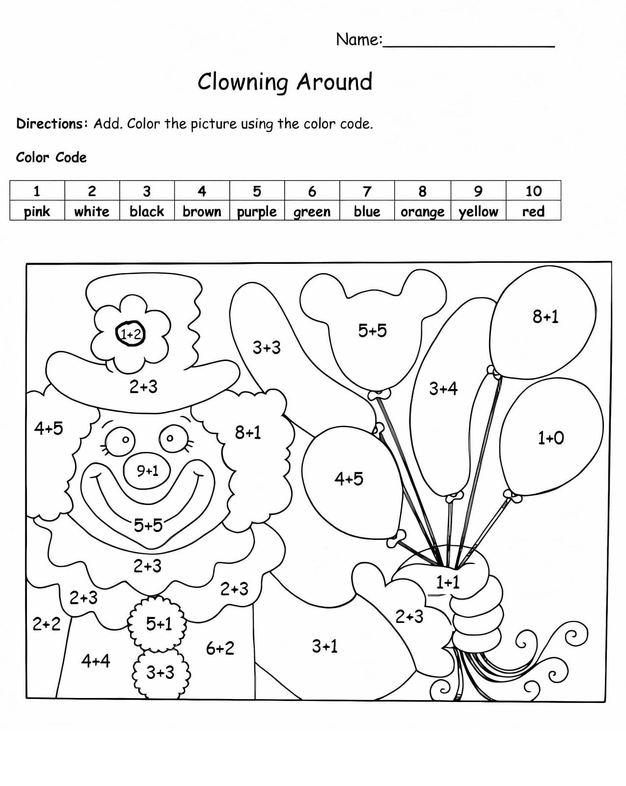 Clown Couleur par mathématiques