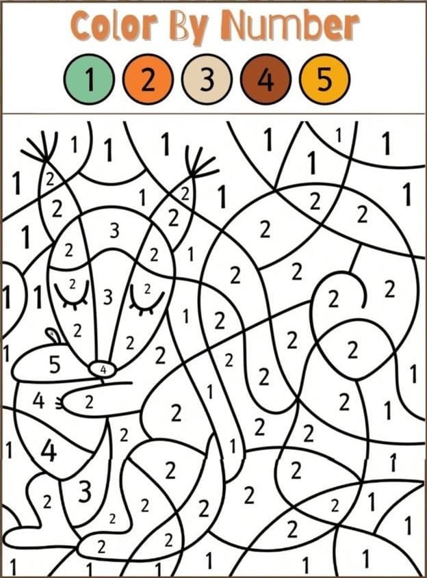 Écureuil et gland Coloriage magique