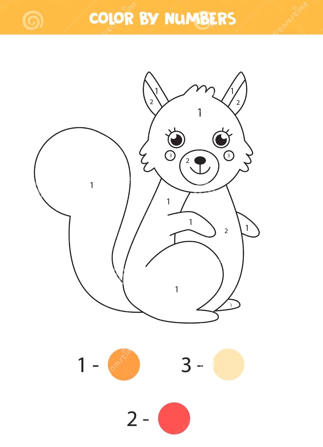 Écureuil souriant Coloriage Magique