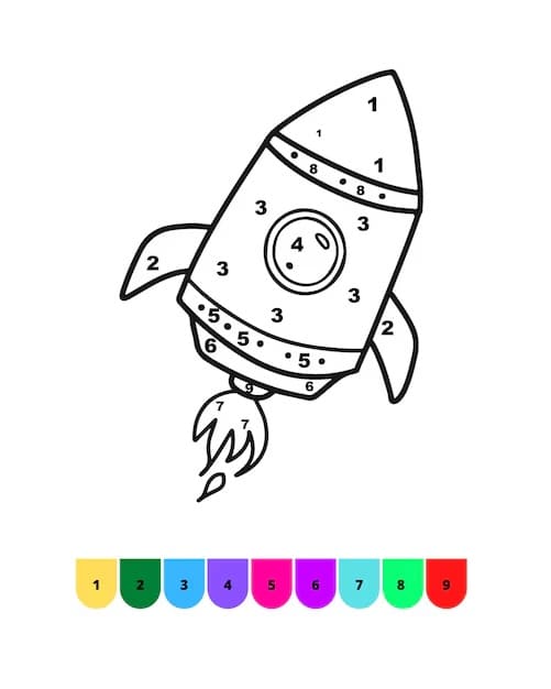 Fusée colorée Coloriage magique