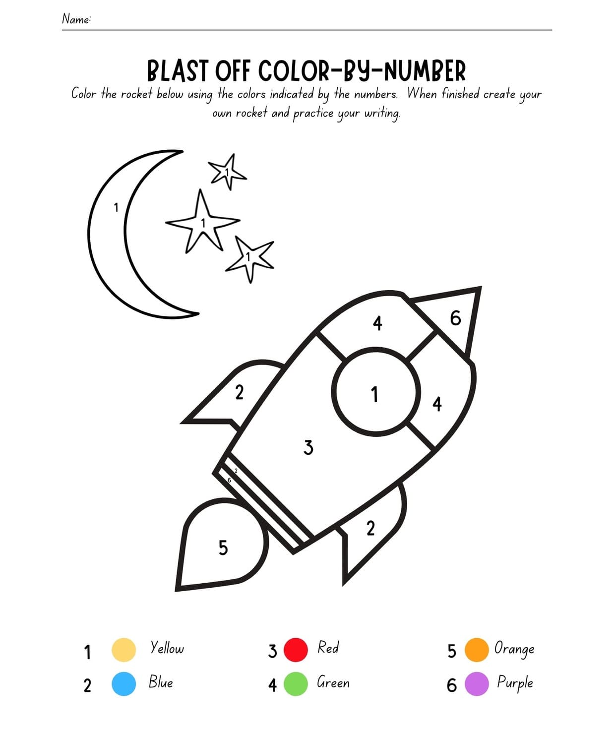 Fusée Coloriage magique Feuille de travail