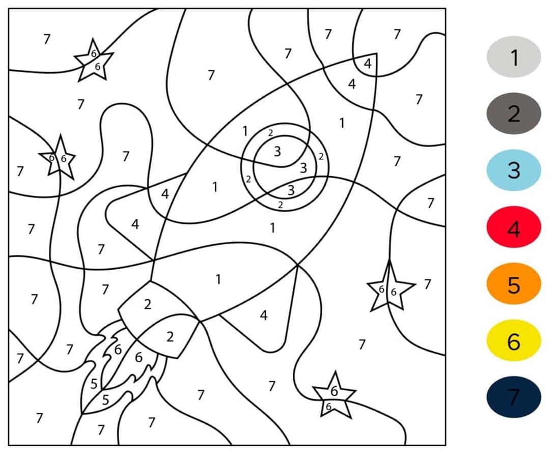 Fusée Coloriage magique imprimable