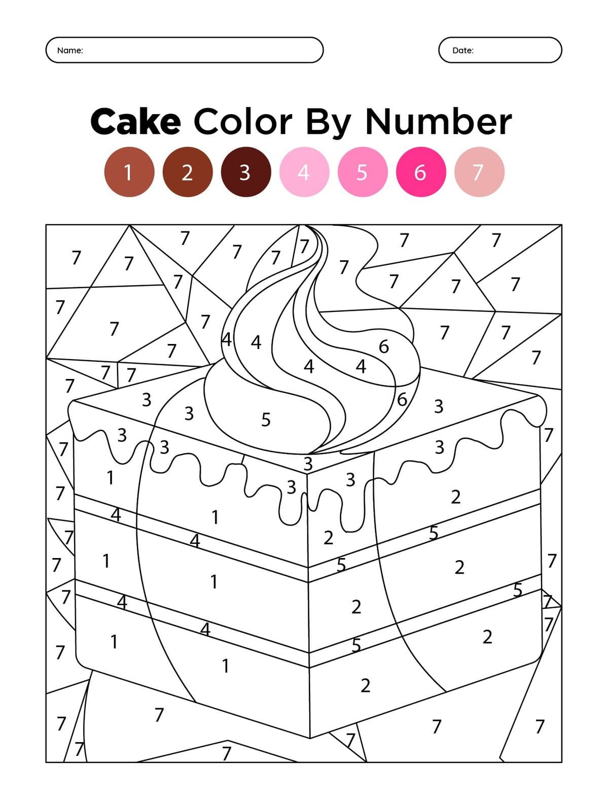 Gâteau au chocolat et aux fraises Coloriage magique