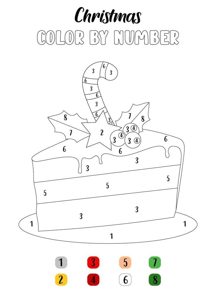 Gâteau de Noël Coloriage magique
