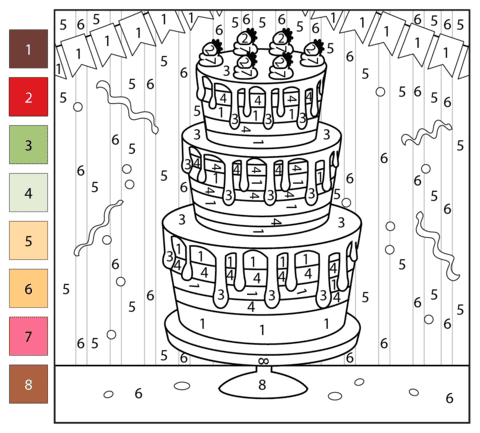 Gâteau à plusieurs étages Coloriage magique