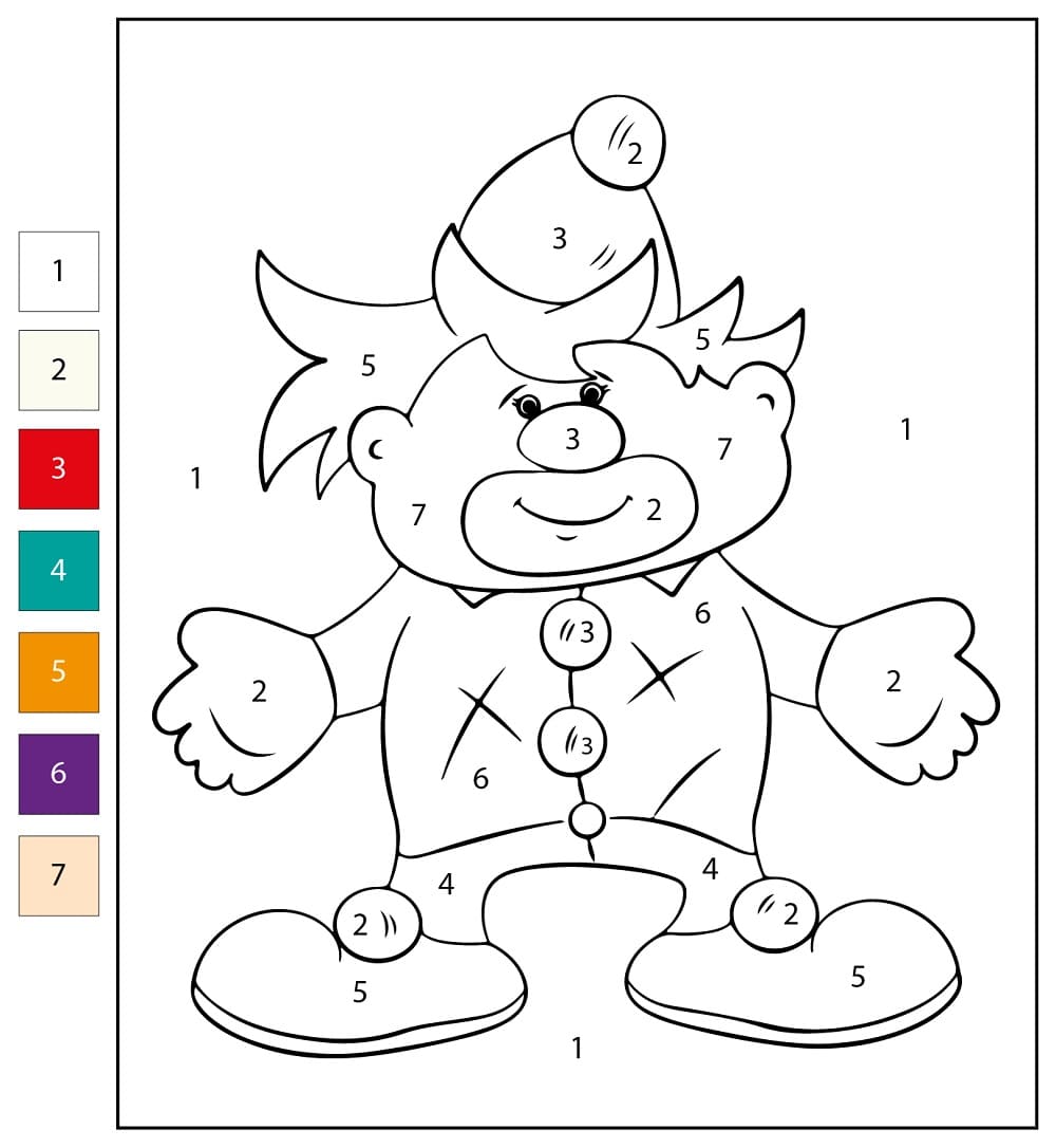 Imprimable Clown Coloriage magique