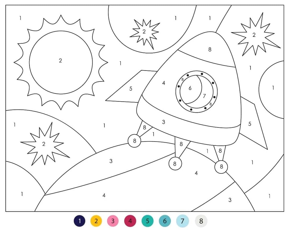 Imprimable Fusée Coloriage magique
