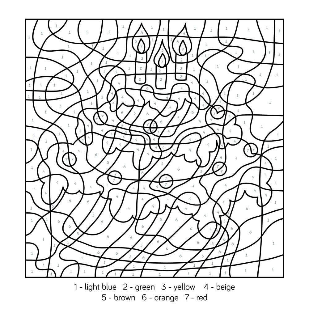 Imprimable Gâteau Coloriage magique