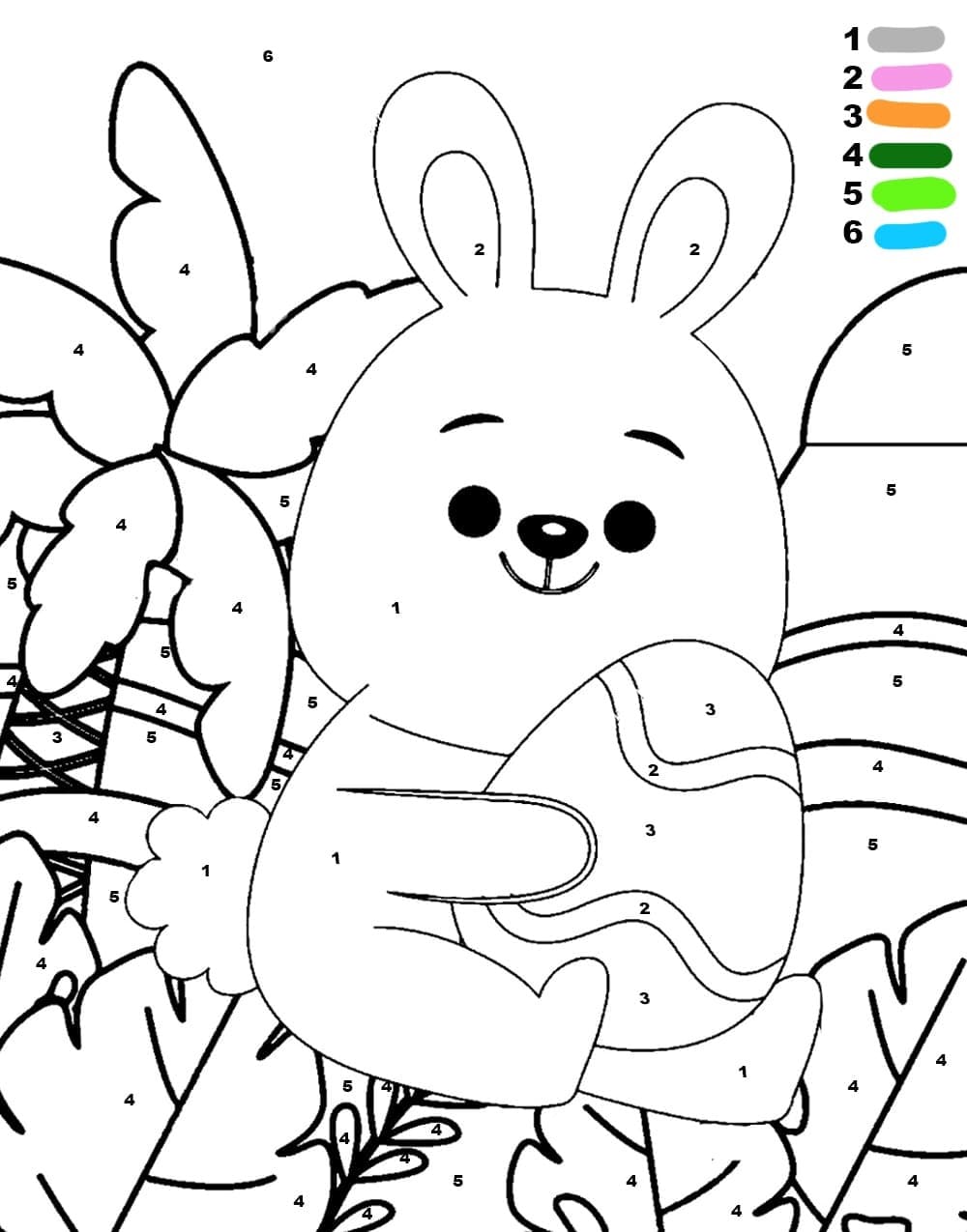 Lapin et œuf de Pâques Coloriage magique