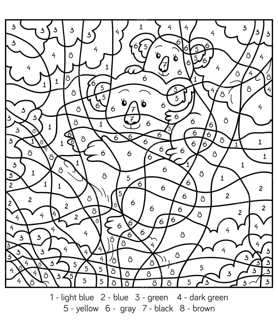 Maman Koala et son bébé Coloriage Magique