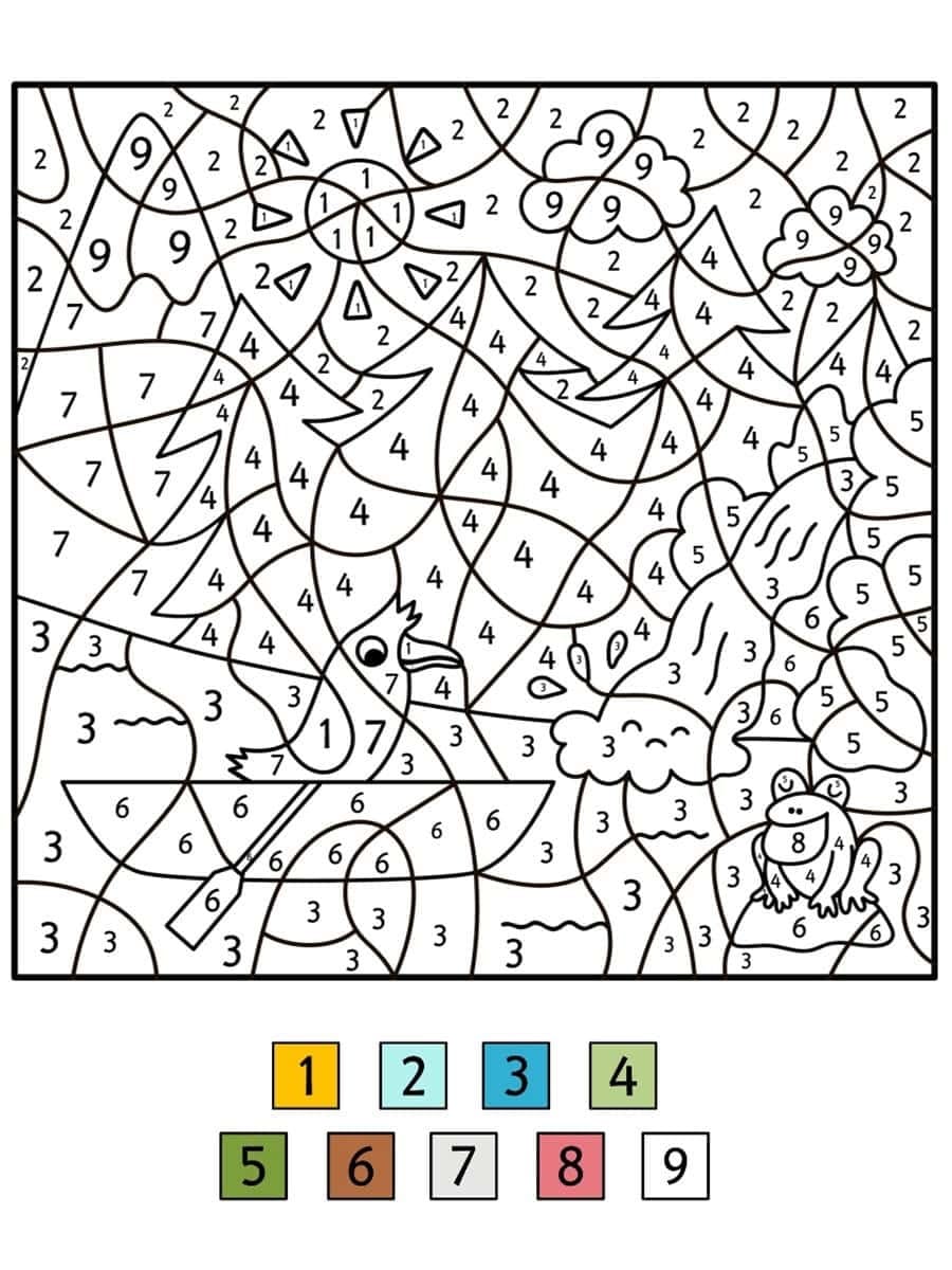 Oiseau sur un bateau Coloriage magique