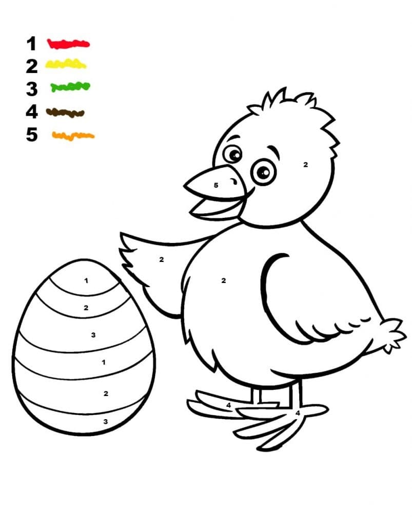 Poussin et œuf de Pâques Coloriage magique