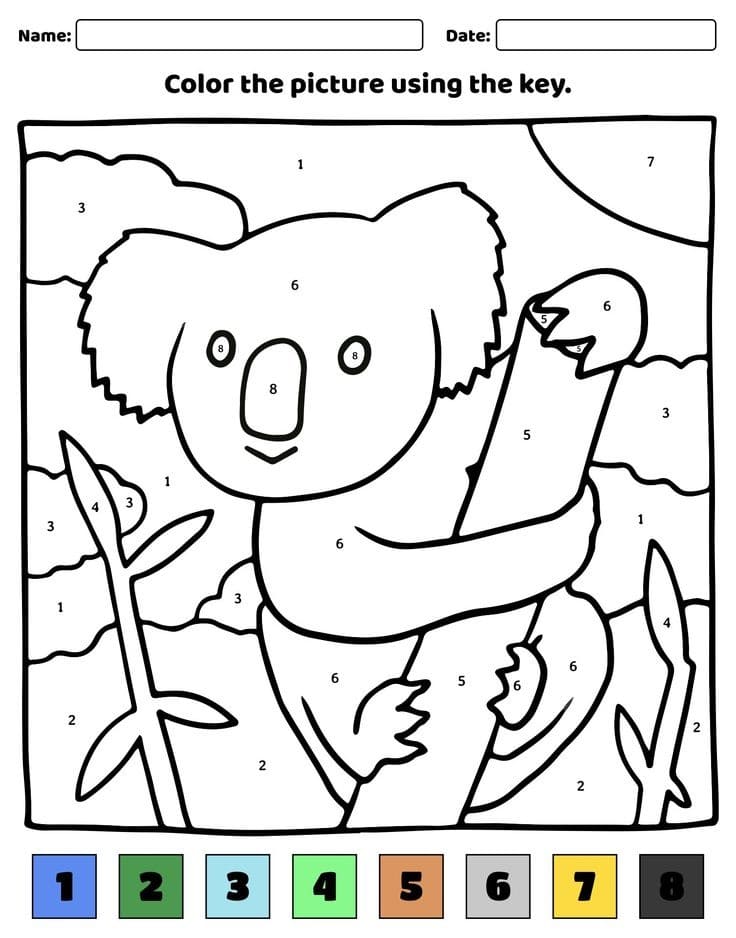 Simple Koala Coloriage Magique