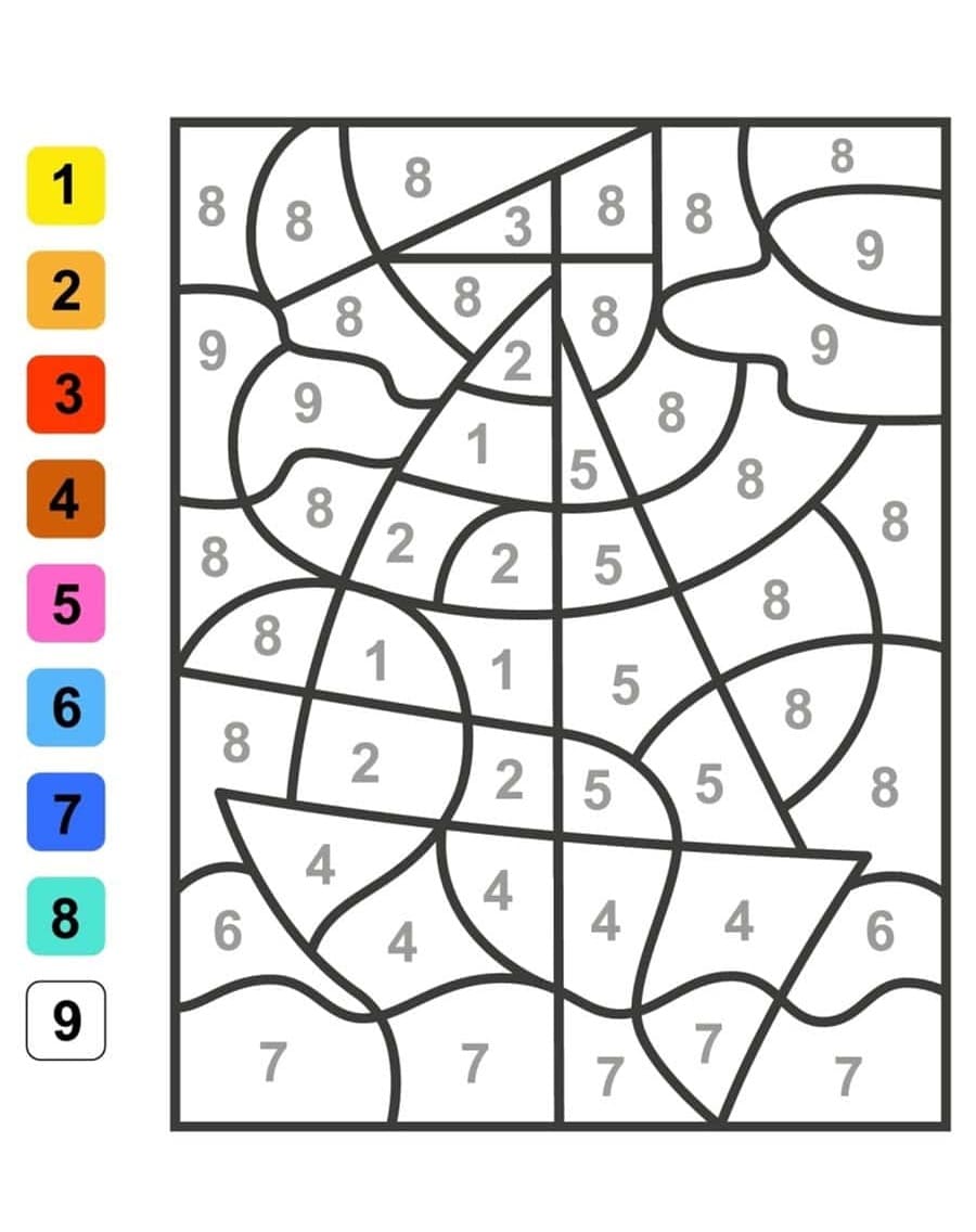 Un bateau simple Coloriage magique