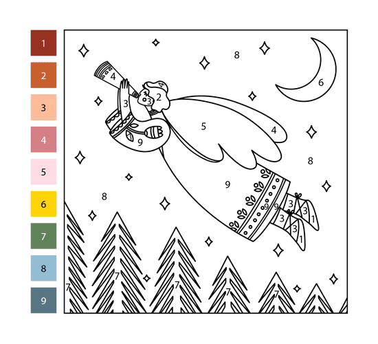 Ange de Noël Coloriage Magique