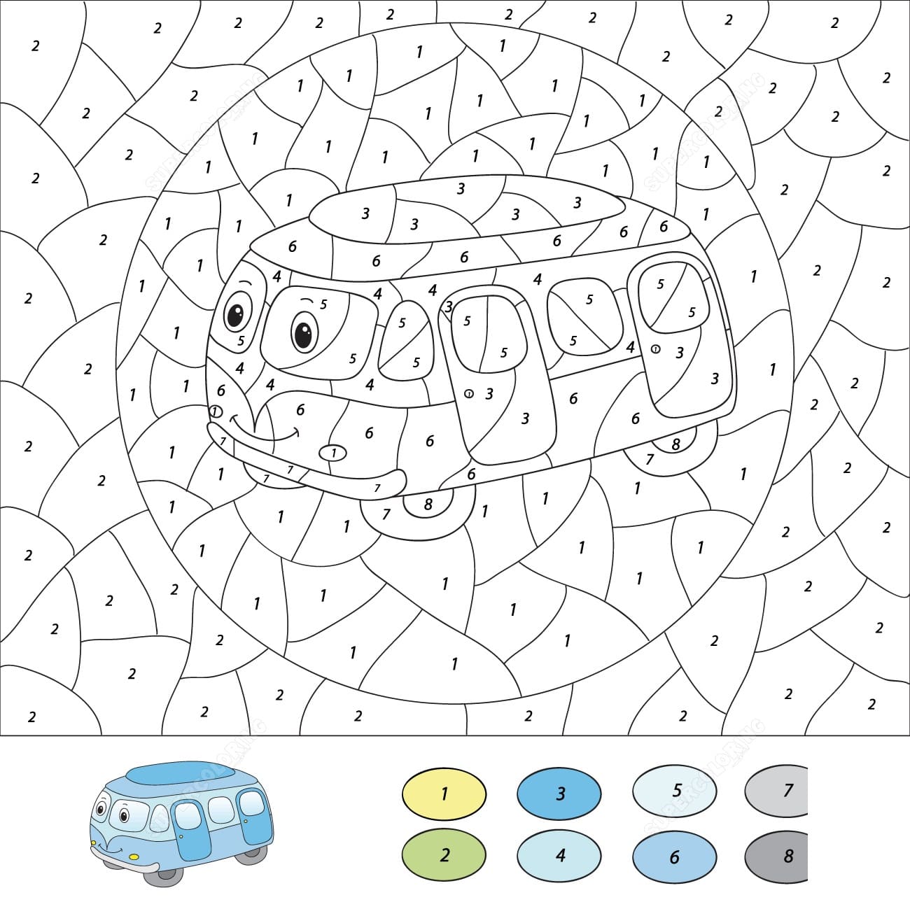 Bus de dessin animé Coloriage magique