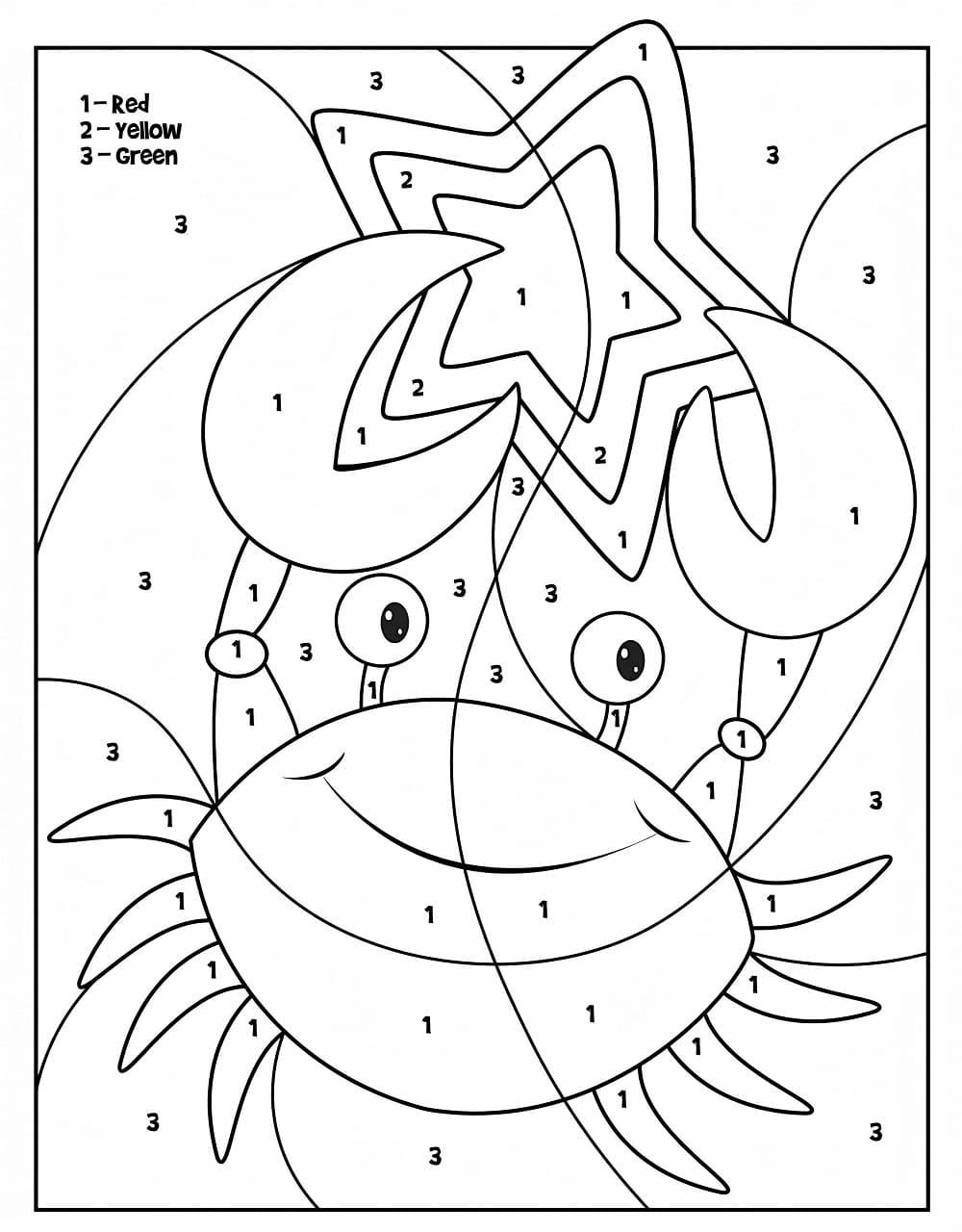 Crabe heureux Coloriage Magique