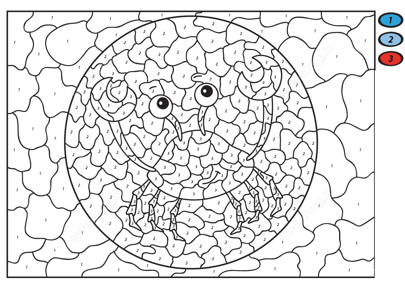 Crabe mignon Coloriage Magique