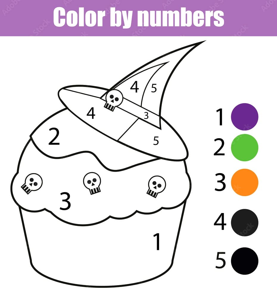 Cupcake d'Halloween Coloriage magique