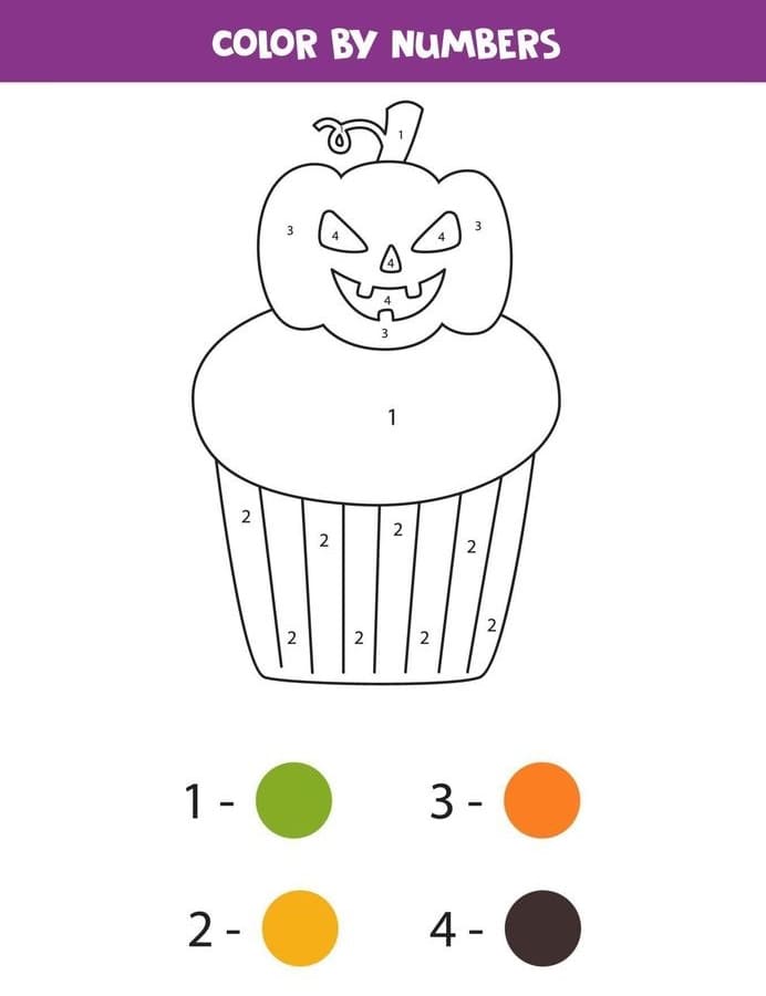 Cupcake à la citrouille Coloriage magique