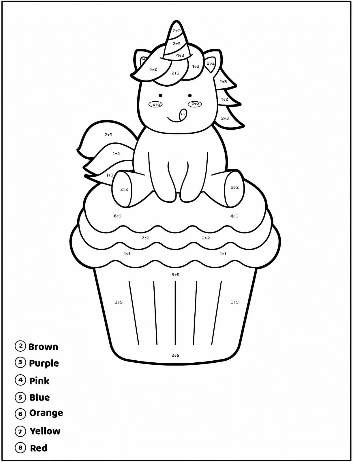 Cupcake Licorne Coloriage magique
