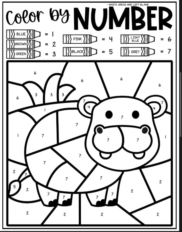 Facile Hippopotame Coloriage magique