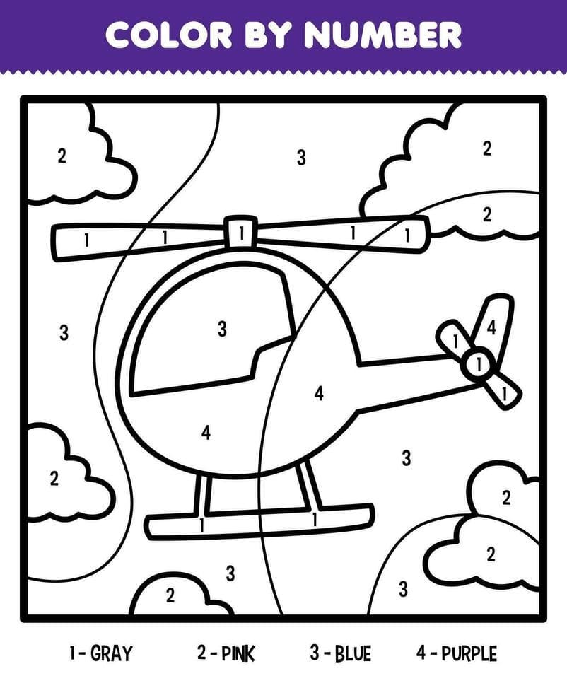 Facile Hélicoptère Coloriage Magique