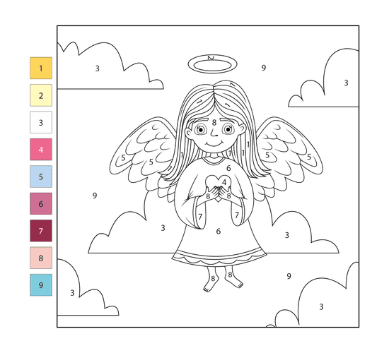 Fille ange Coloriage Magique