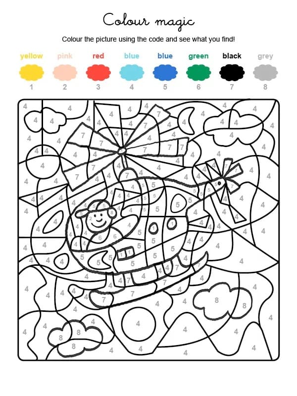 Gratuit Hélicoptère Coloriage Magique