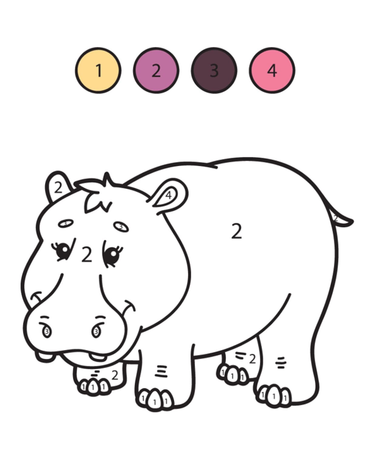 Coloriage Magique Hippopotame