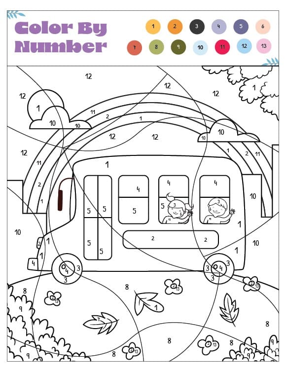 Joyeux bus Coloriage magique