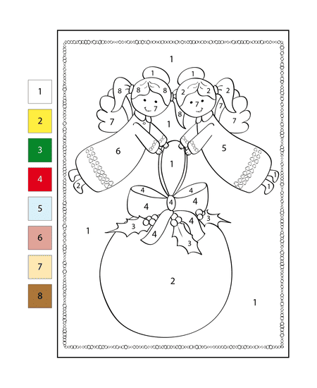 Les anges de Noël Coloriage Magique