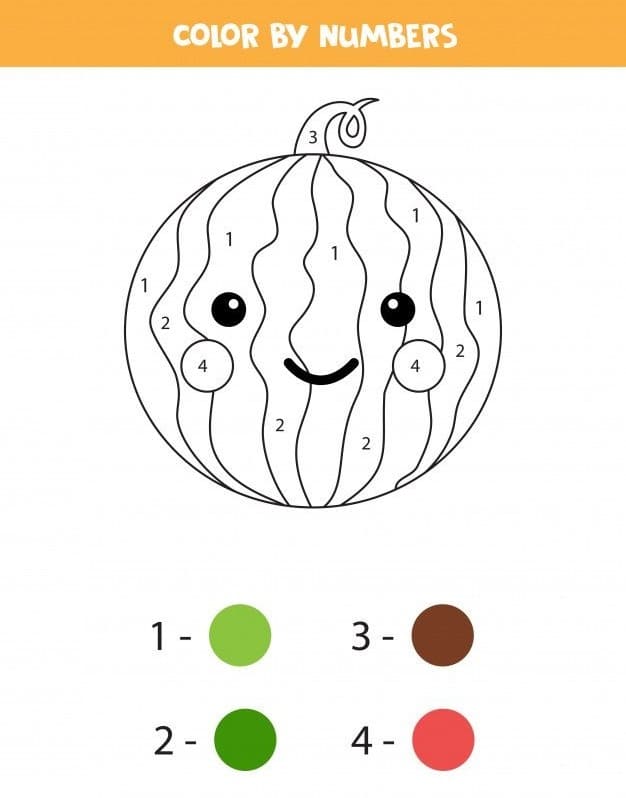 Pastèque de dessin animé Coloriage magique