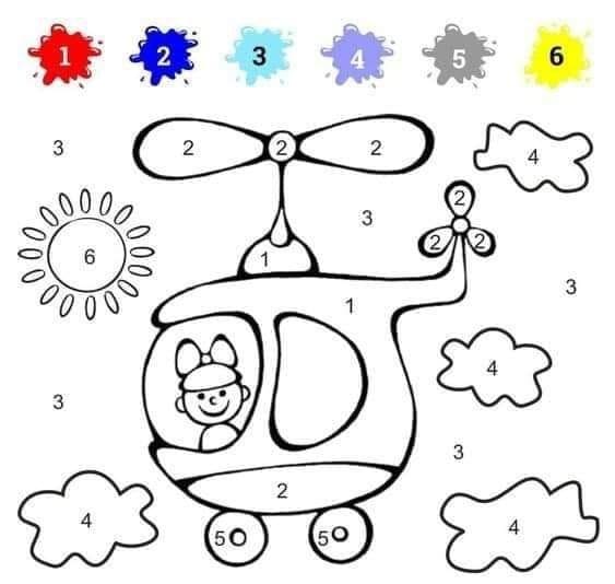 Petit Hélicoptère Coloriage Magique