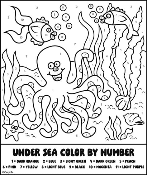 Poulpe de l'océan Coloriage magique