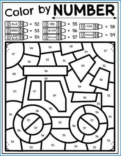 Tracteur agricole Coloriage Magique