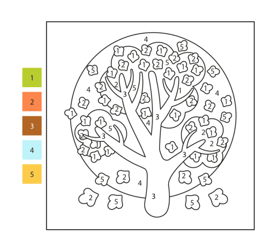 Arbre d'automne Coloriage Magique